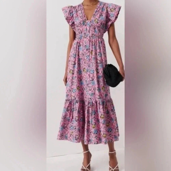 DEREK LAM 10 Crosby GRETA RUFFLED FLORAL-PRINT COTTON-BLEND POPLIN MIDI Dress - Picture 1 of 11